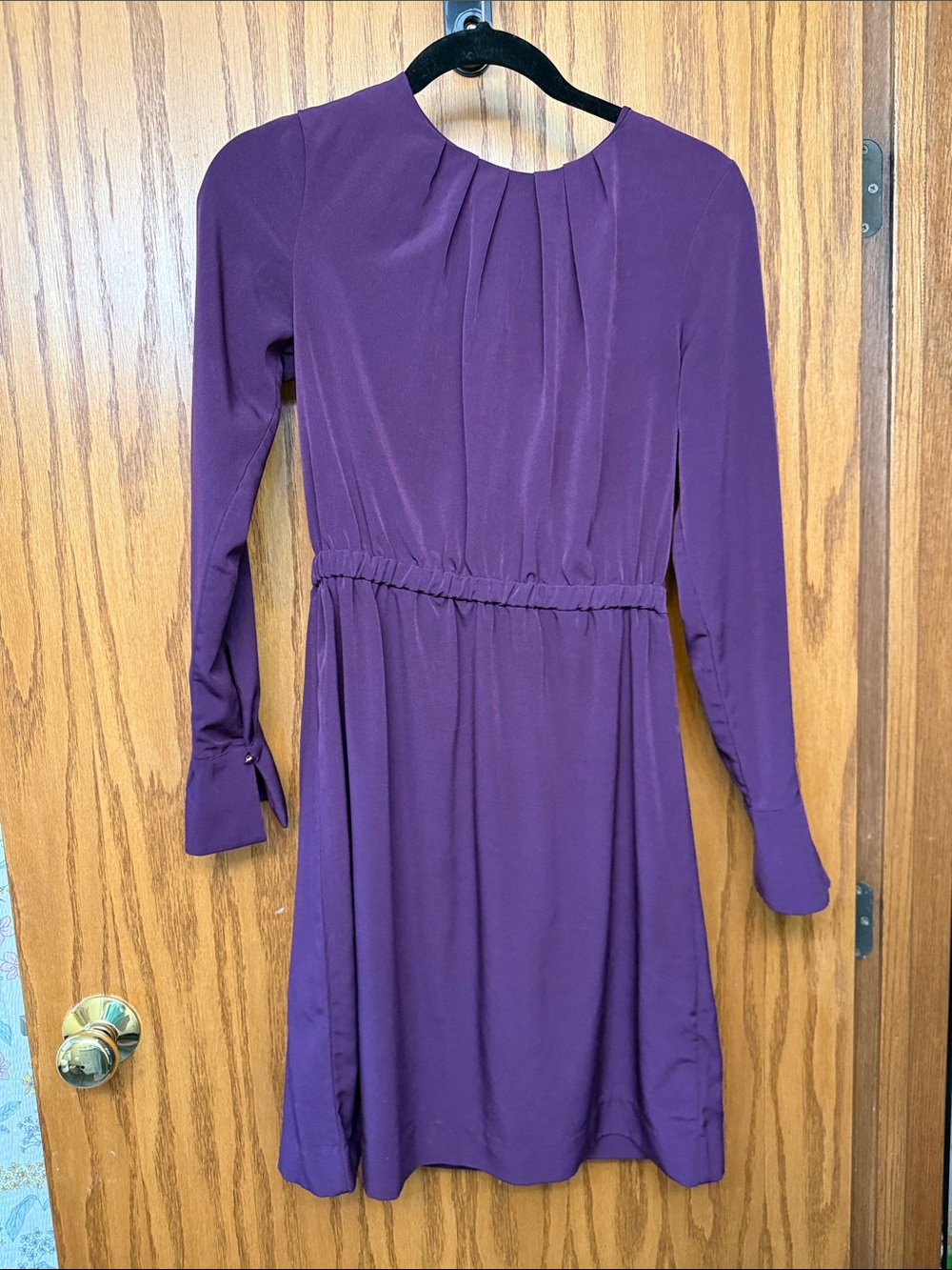 H&M Long Sleeve Pleated Waist Purple Dress